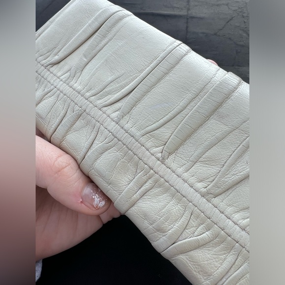 Prada Nappa Leather Gather Long Trifold Wallet Cera Cream Logo - Picture 17 of 17